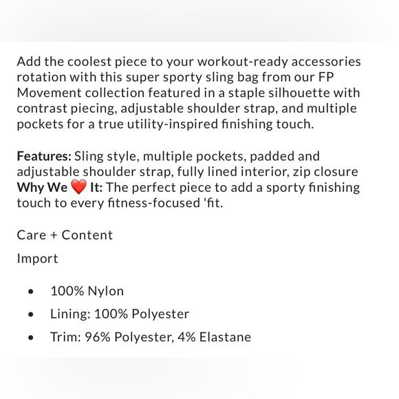 NWT FP Movement Sling Bag - Picture 5 of 5